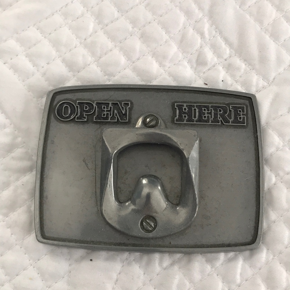 Bottle opener belt buckle